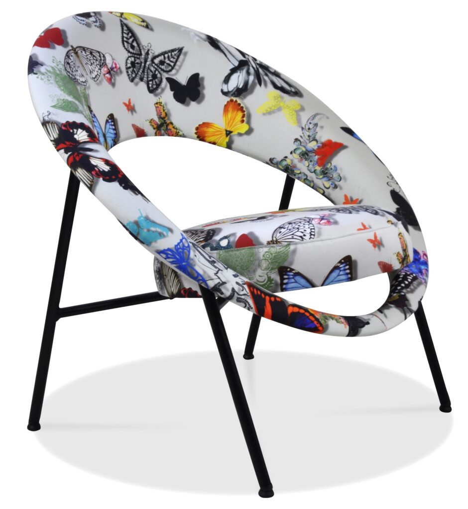 SATURN 71 laque noire tissu papillon blanc