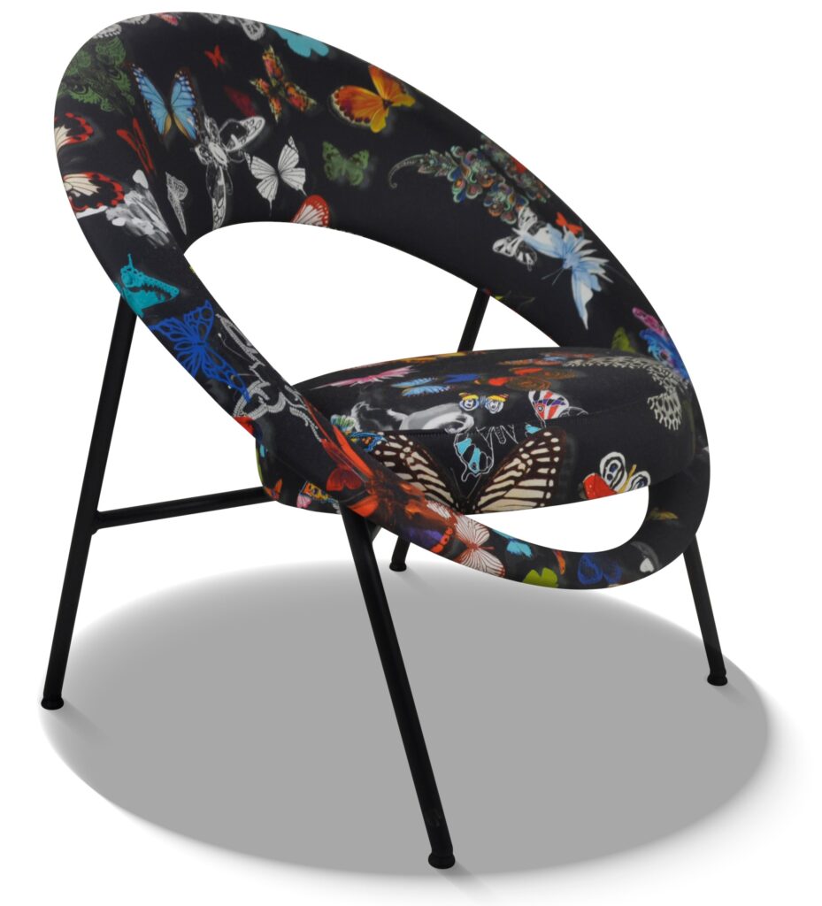 SATURN 71 laque noire tissu papillon noir