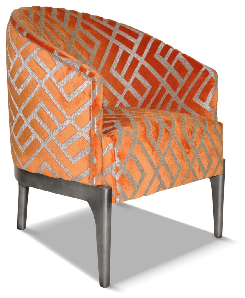 VICTOR laque vieil argent tissu losange orange