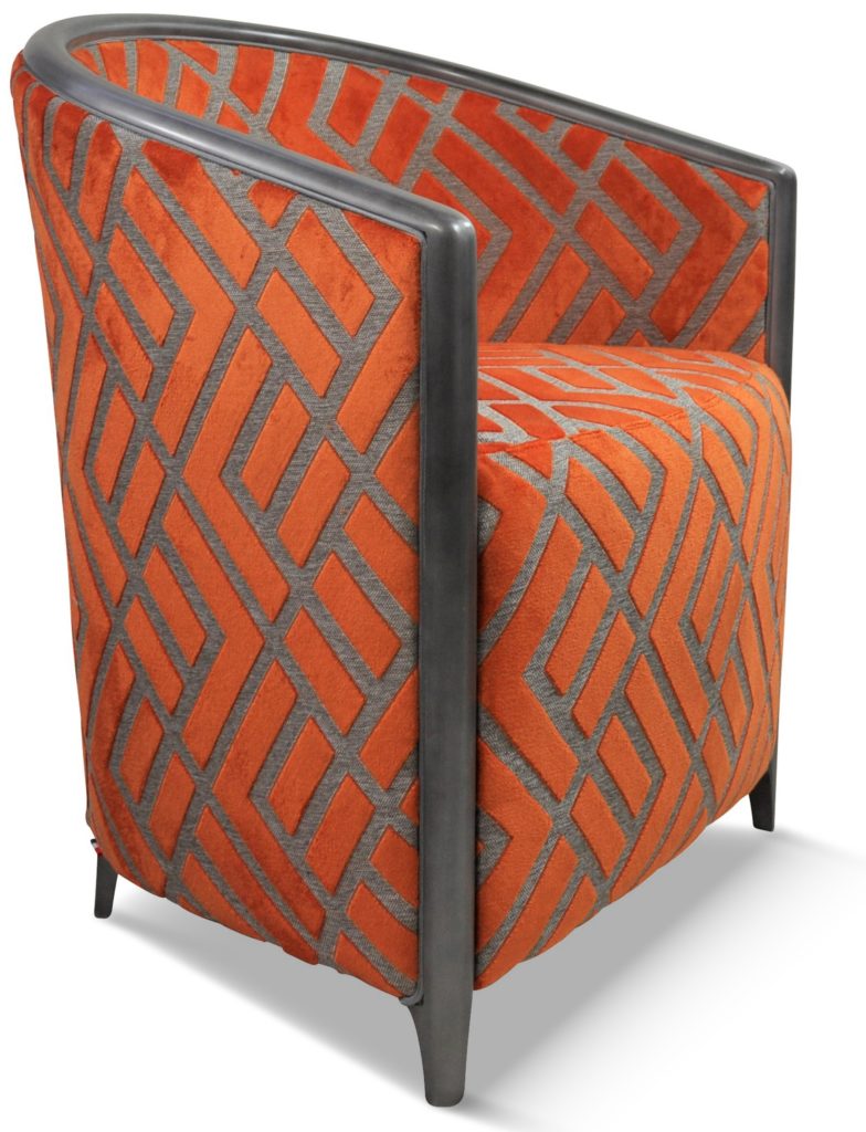 BEN laque vieil argent tissu losange orange