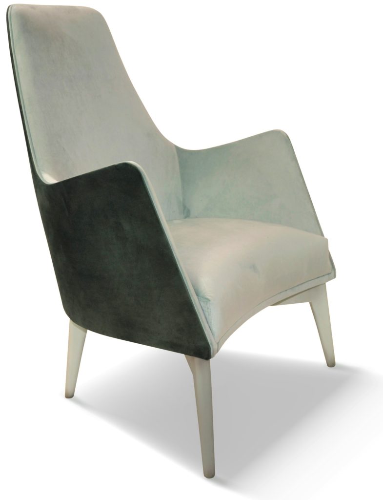 HARRY laque bleu 1 patiné tissu intérieur brunei 38 et tissu extérieur brunei 37