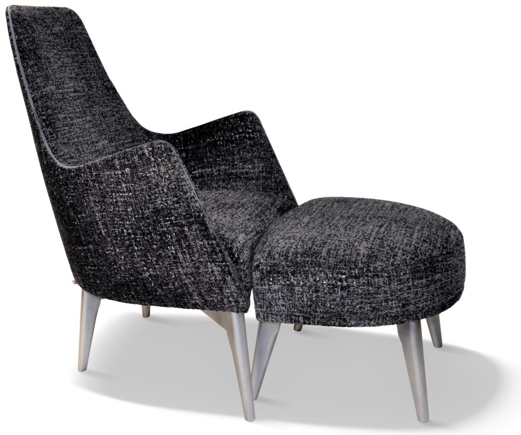 HARRY et pouf HARRY laque vieil argent tissu voie lactée