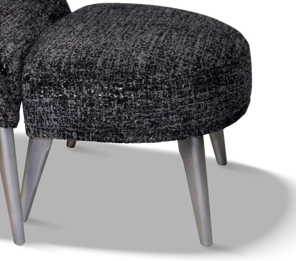 Pouf HARRY laque vieil argent tissu voie lactée