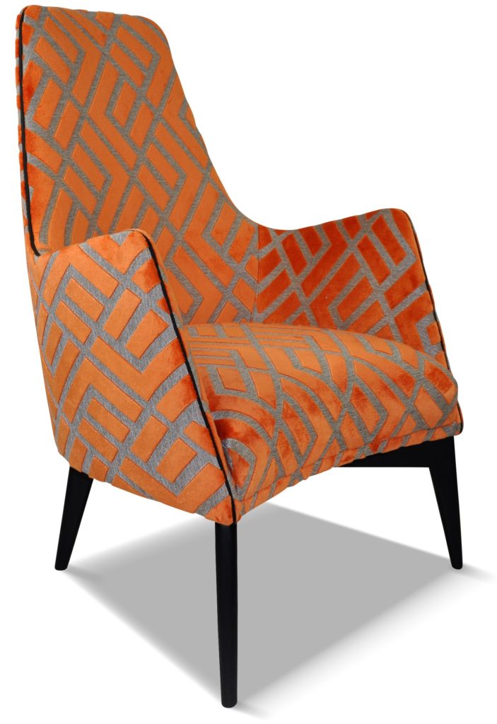 HARRY laque noire tissu losange orange