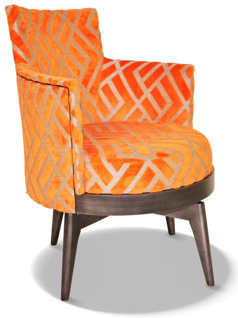 MATHIS laque vieil argent tissu losange orange