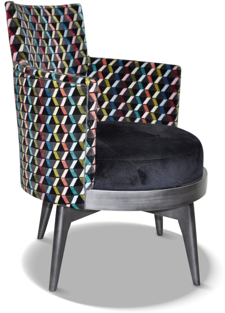 MATHIS laque oxyde tissu assise en brunei 1 et tissu dossiers en splendide noir