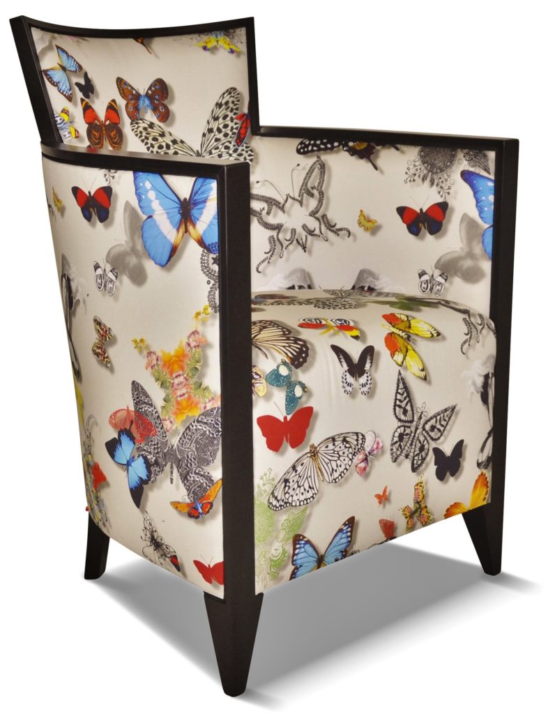 NATHAN laque noire tissu papillon blanc