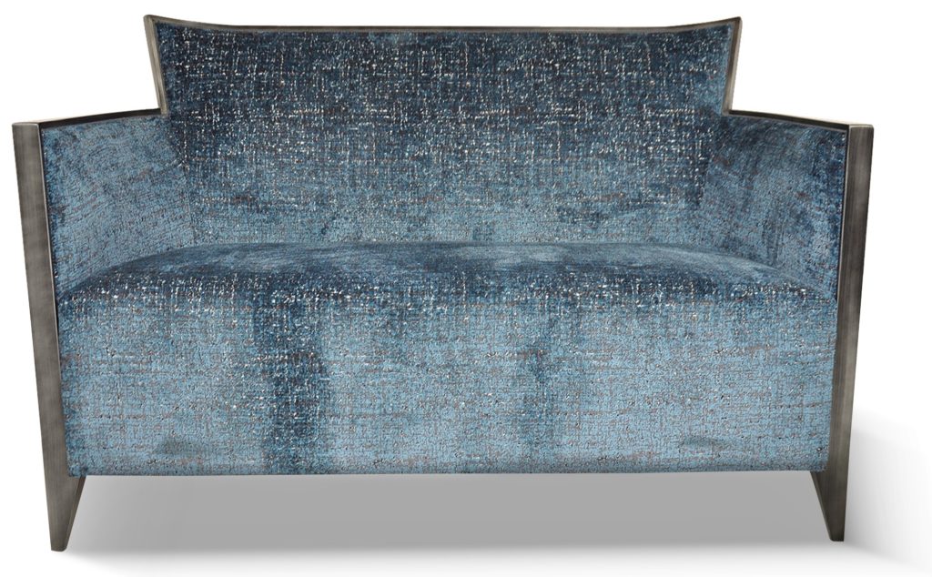 NATHAN canapé laque vieil argent tissu porto vecchio