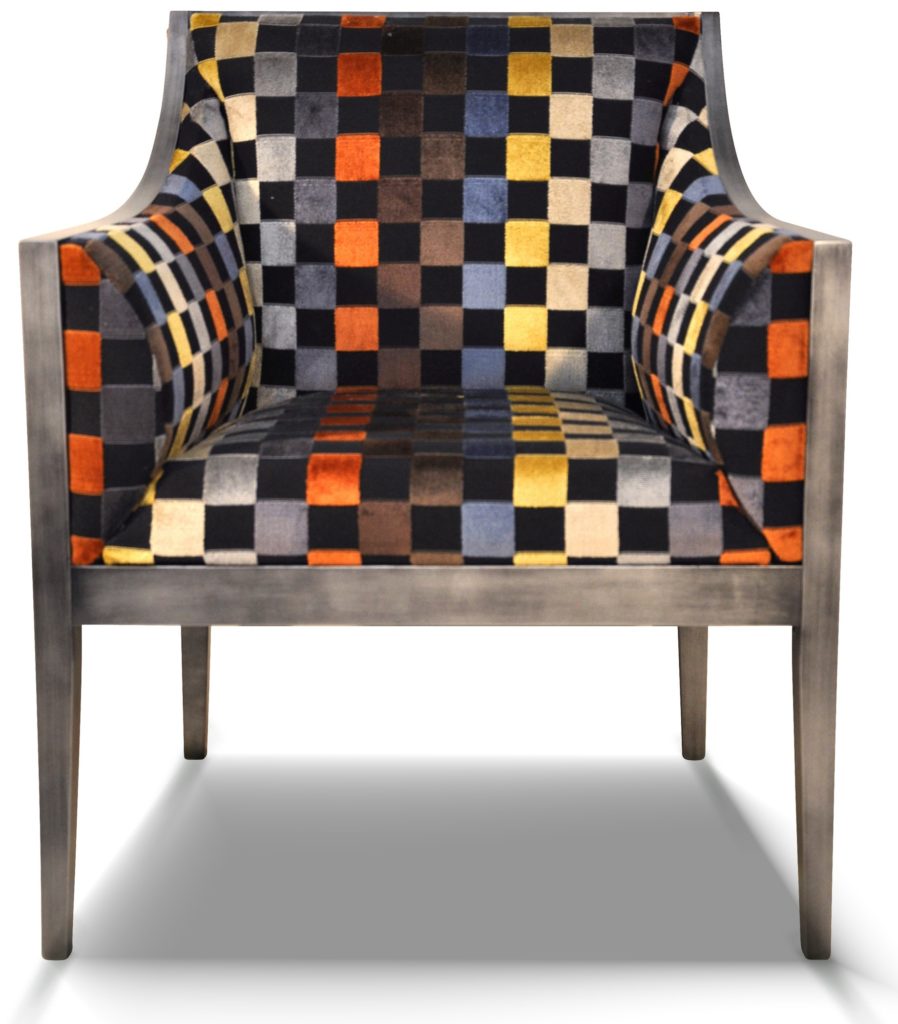 GUILLAUME laque vieil argent tissu carré noir