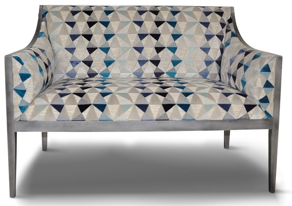 GUILLAUME canapé laque alu tissu orlando bleu