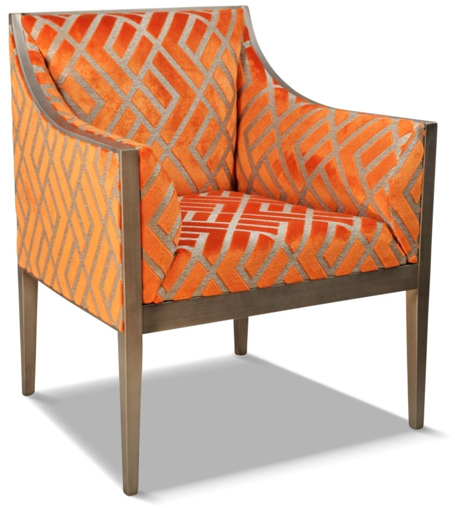 GUILLAUME laque vieil argent tissu losange orange