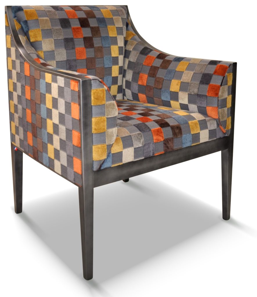 GUILLAUME laque vieil argent tissu carré gris