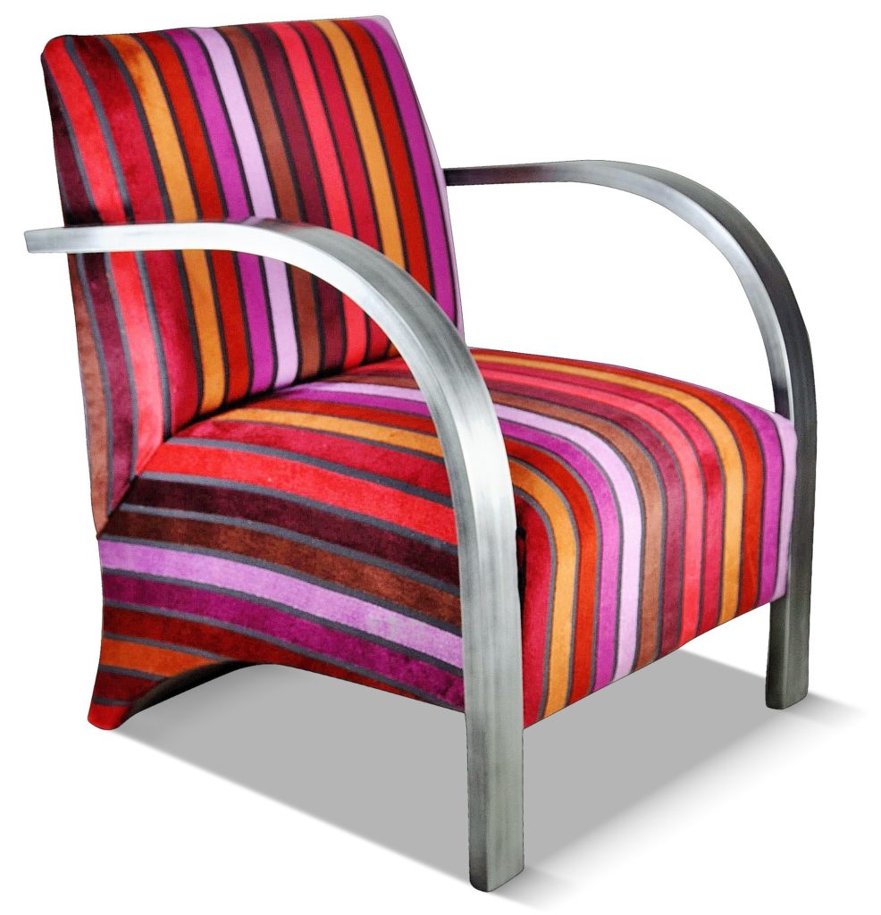 JOHAN laque vieil argent tissu berlet rayures