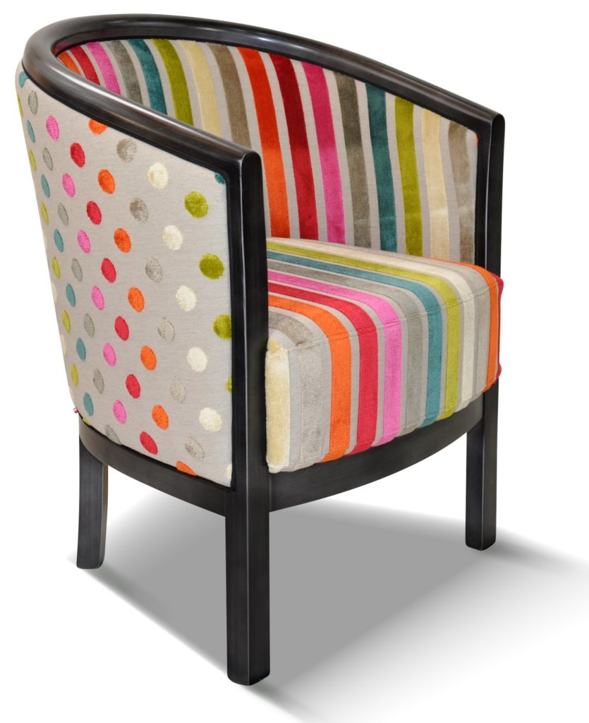 Julien laque oxyde tissu intérieur revue rayures et extérieur en revue pois