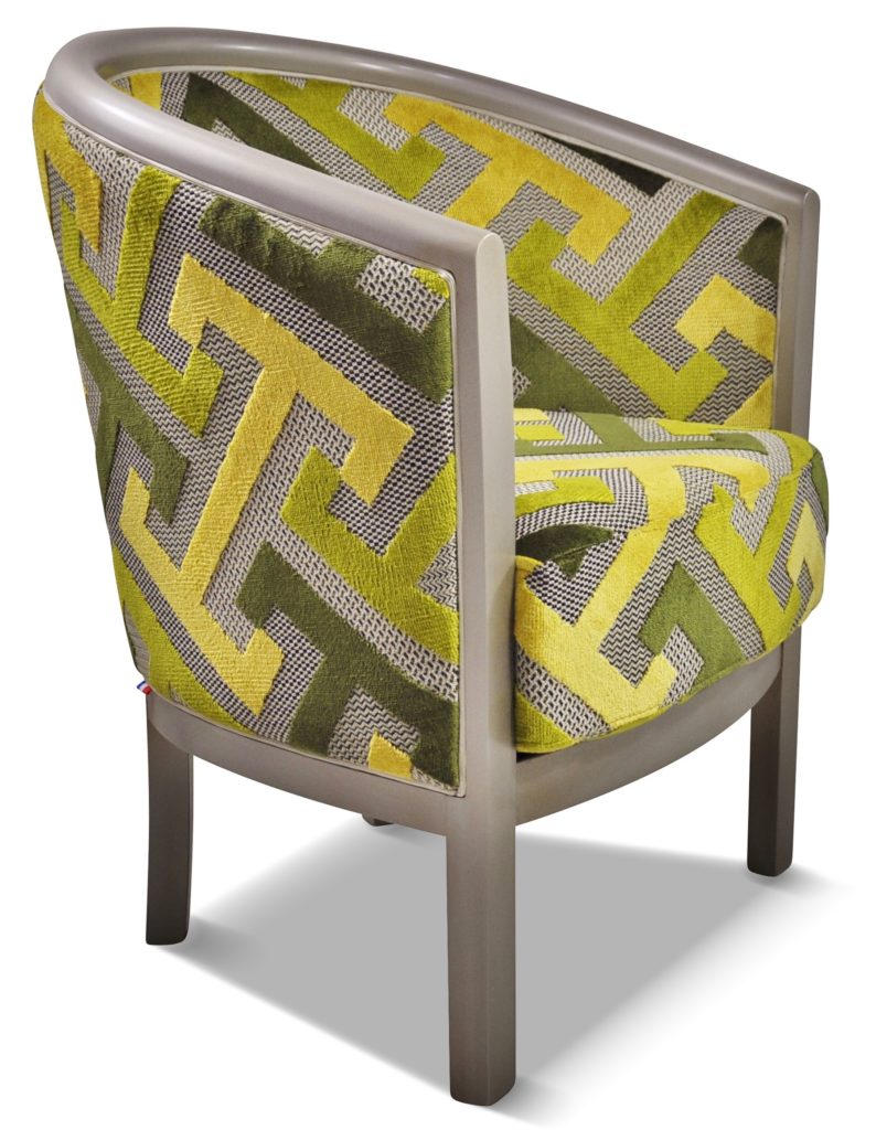 JULIEN laque étain tissu géométric vert