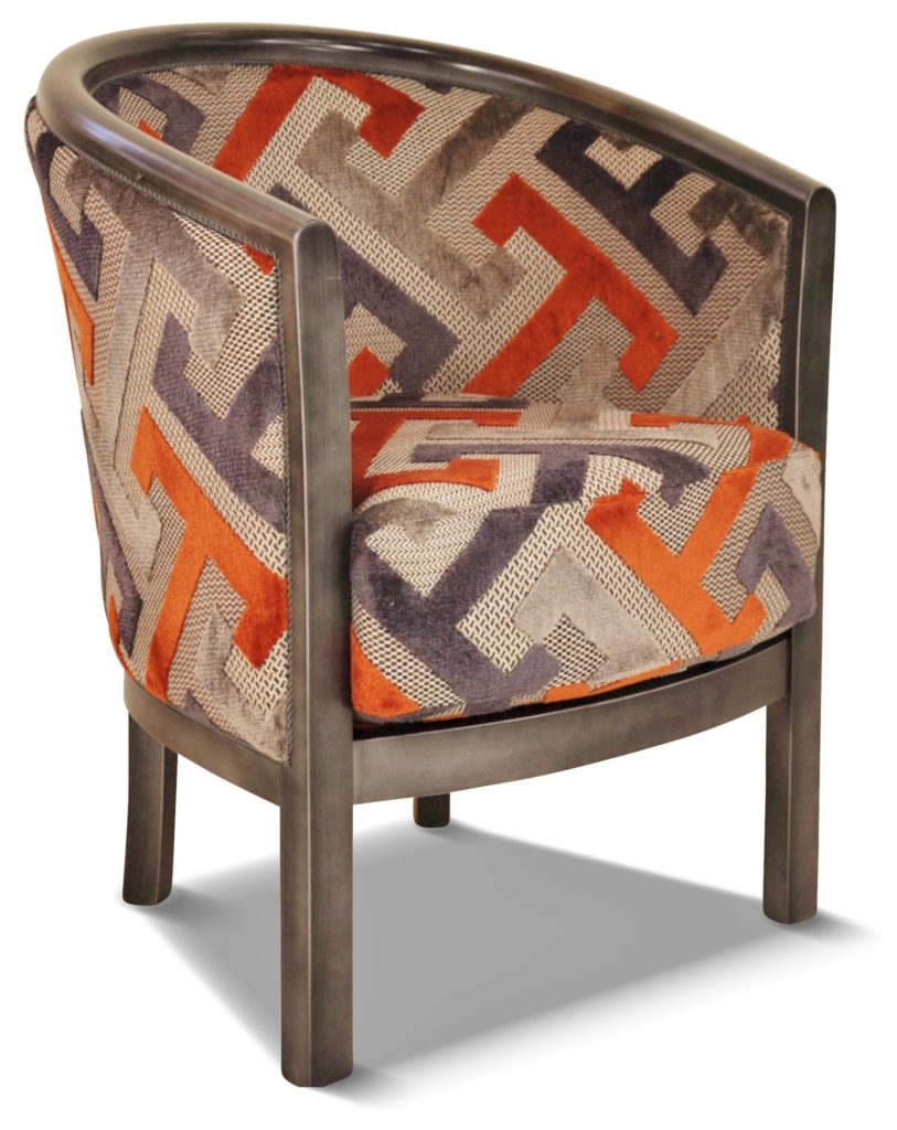 JULIEN laque vieil argent tissu géométric orange