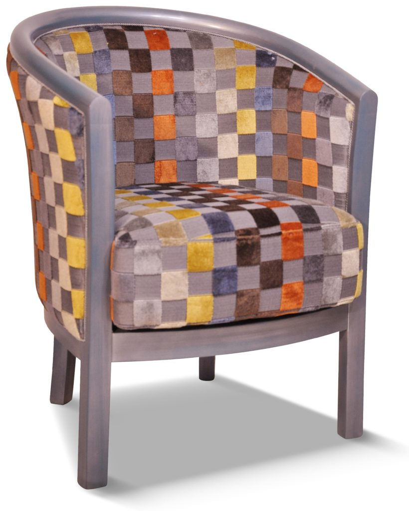 JULIEN laque bleu métallique tissu carré gris