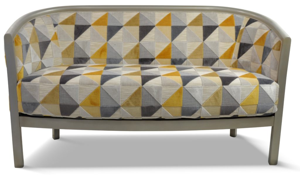 JULIEN canapé laque gris mod tissu floride jaune