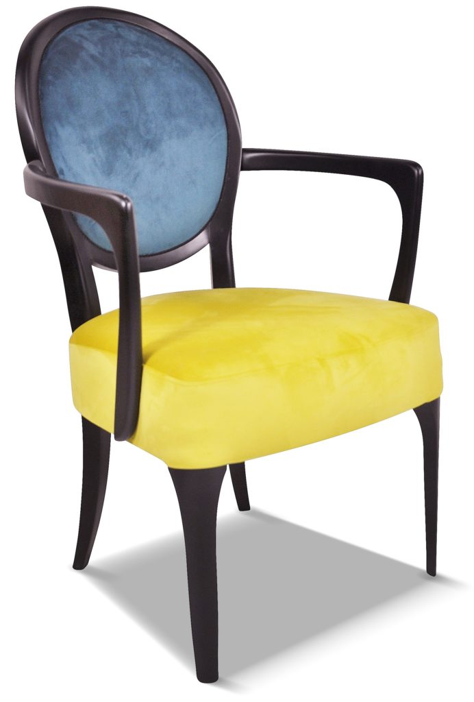 CLÉMENT laque noire tissu dossier brunei 37 et assise en brunei 41