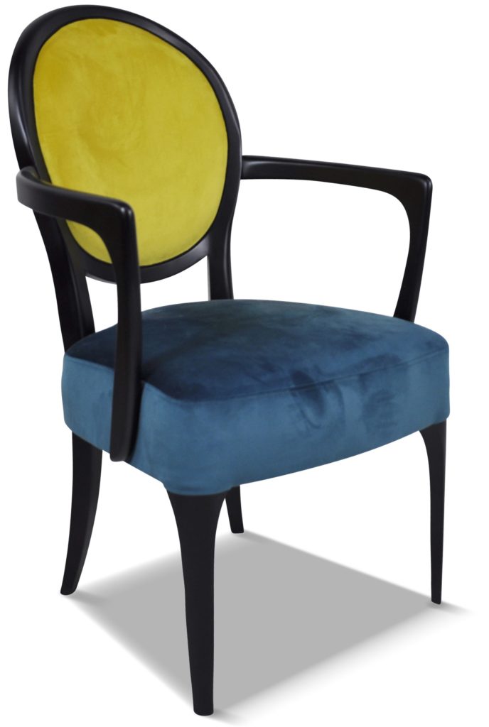 CLÉMENT laque noire tissu dossier brunei 41 et assise en brunei 37