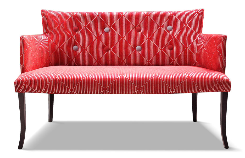 ARMAND canapé laque chocolat tissu fraze option boutonnage