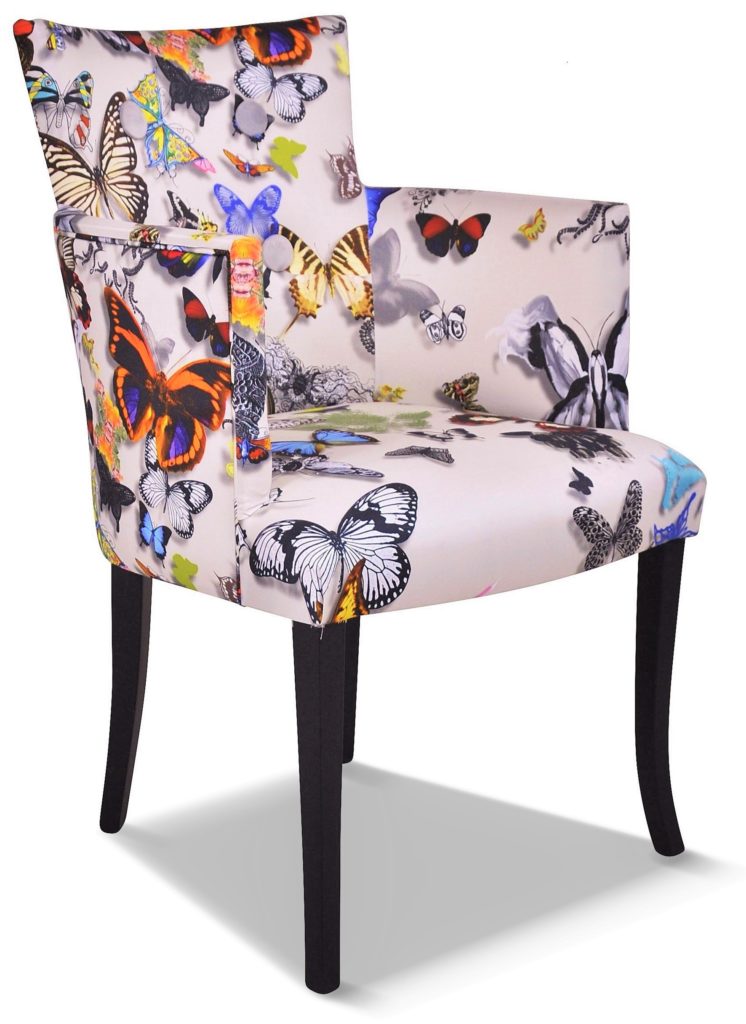 ARMAND pieds sabre laque noire unie mate tissu papillon blanc de Christian Lacroix option boutonnage brunei 05