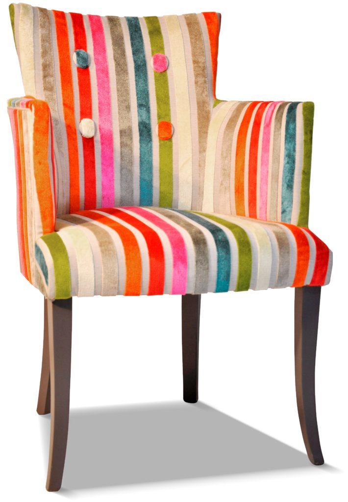 ARMAND pieds sabre laque taupe tissu revue rayure option boutonnage