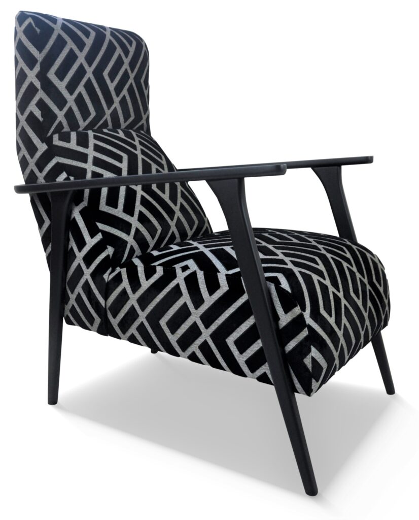 OLIVER laque noir indus tissu losange noir