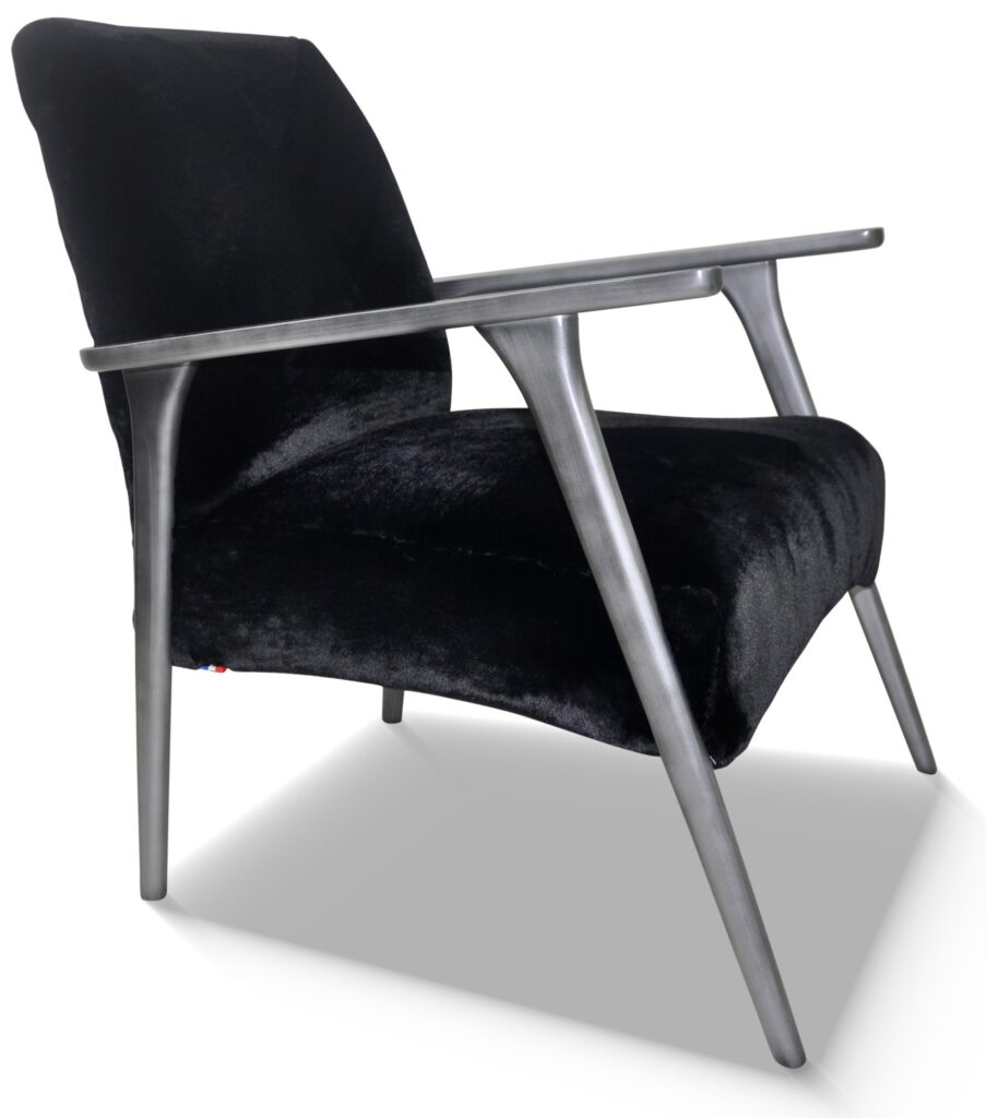 MARCEAU HETRE laque vieil argent tissu saint moritz noir