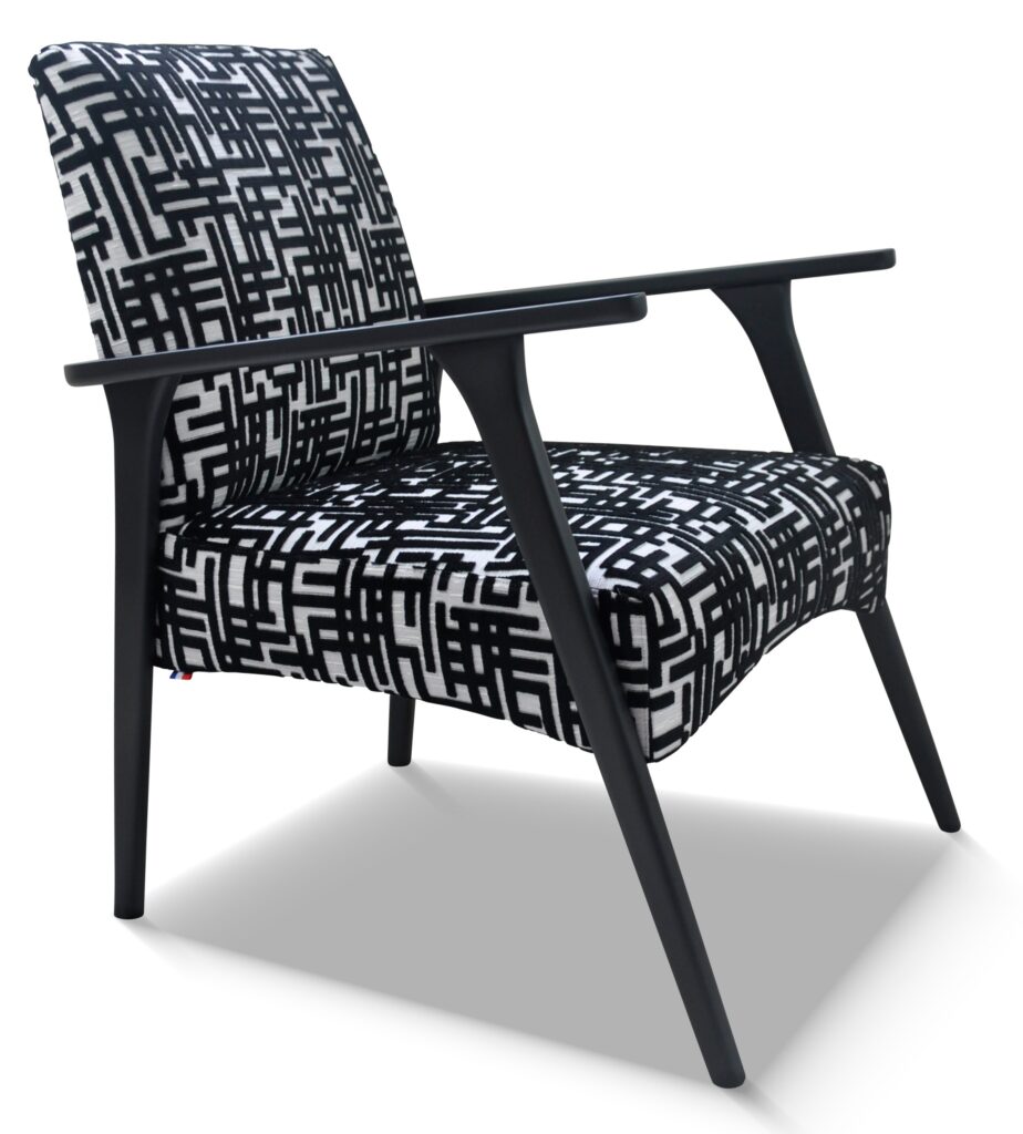 MARCEAU hêtre laque noire tissu nymphe