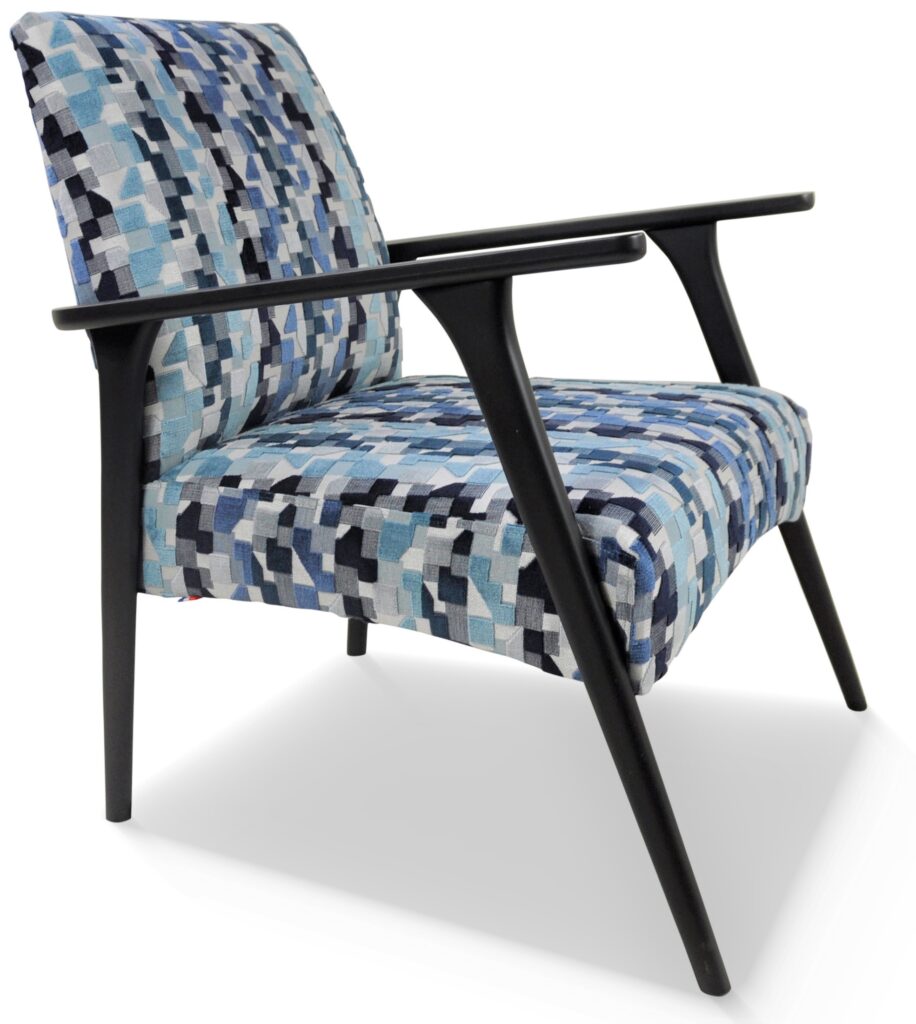 MARCEAU hêtre laque noire indus tissu indiana bleu