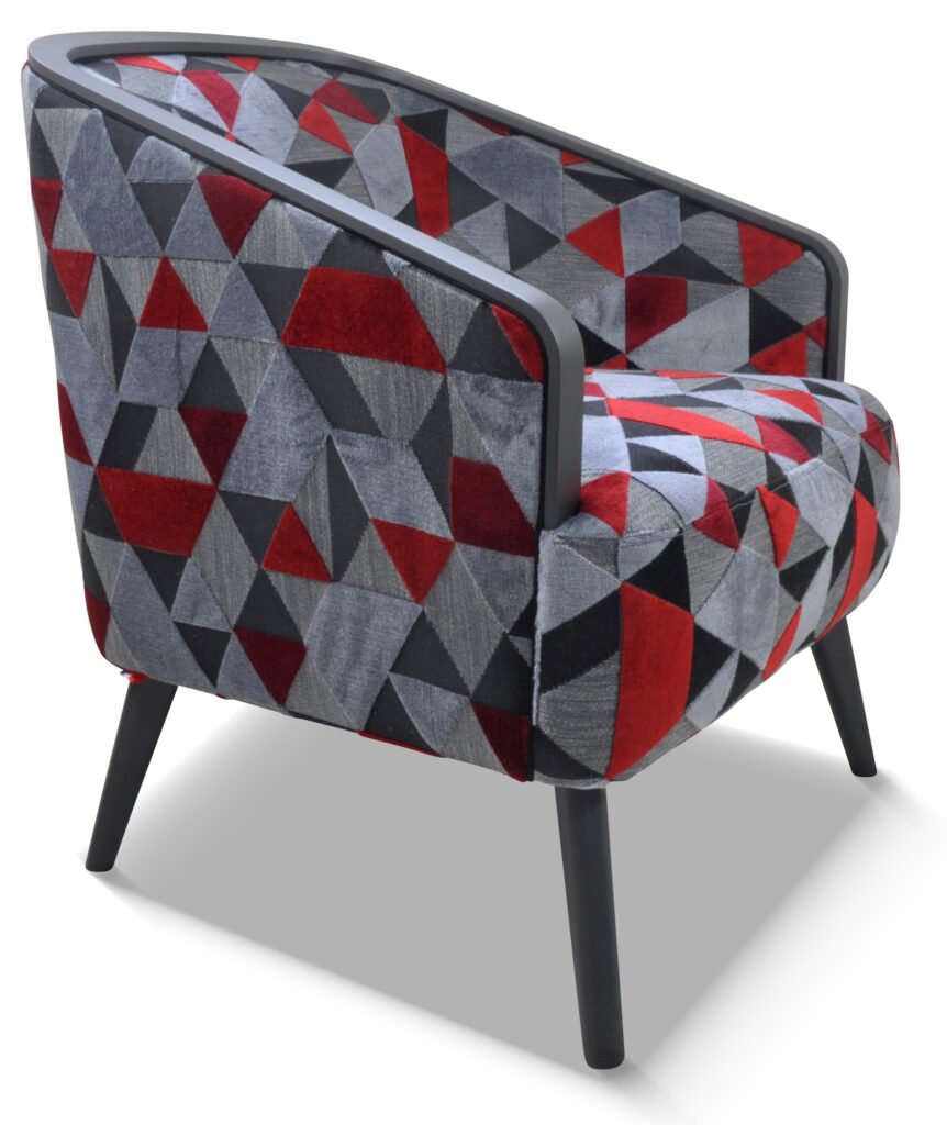 DOM laque anthracite tissu idaho rouge