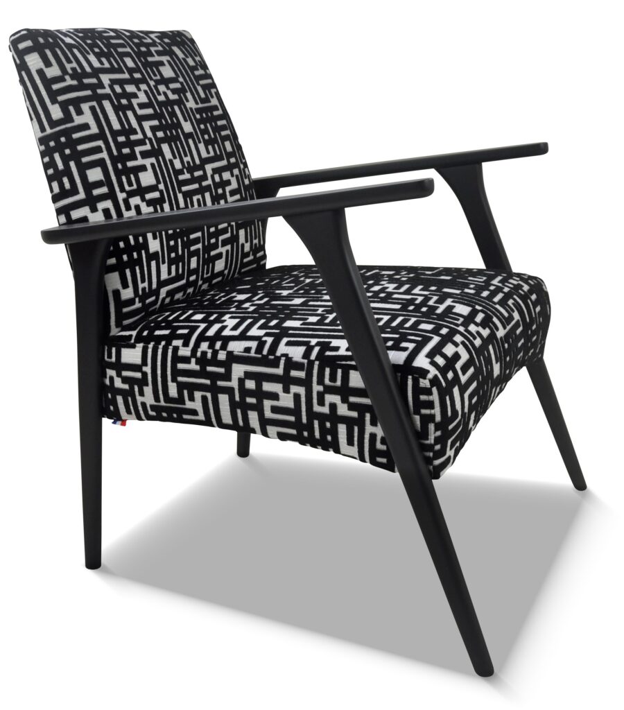 MARCEAU hêtre laque noir indus tissu nymphe