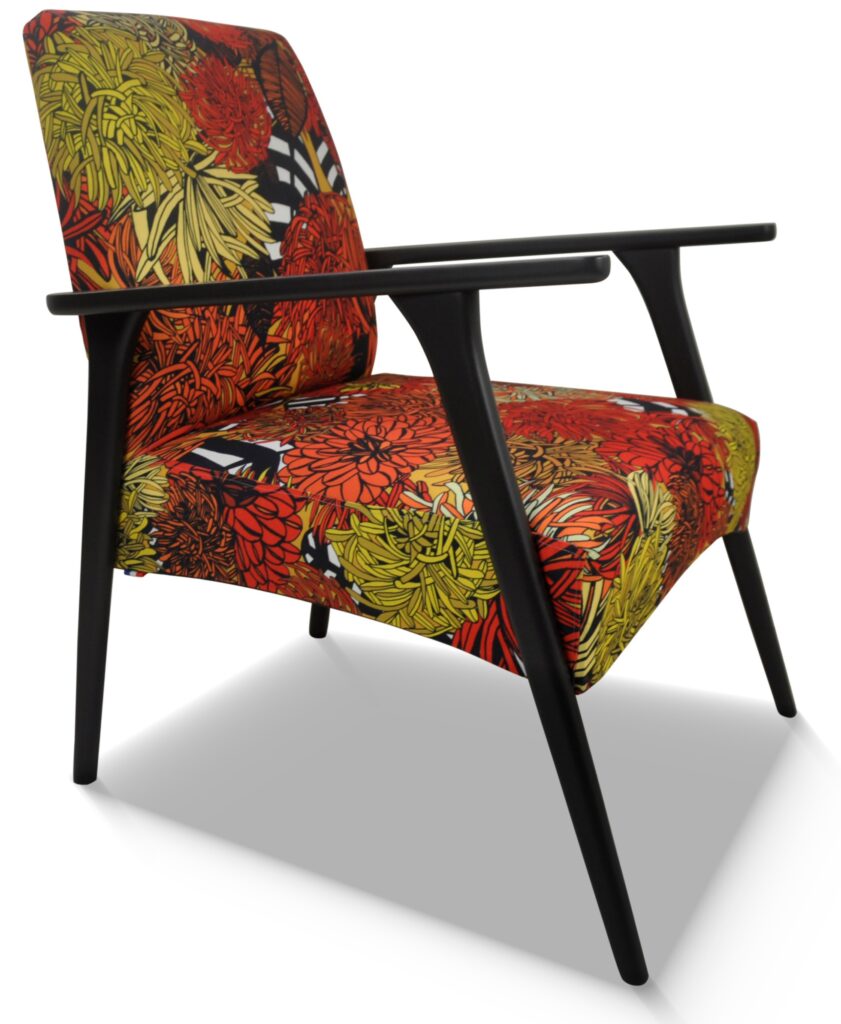 MARCEAU hêtre laque noire mat tissu lia rouge