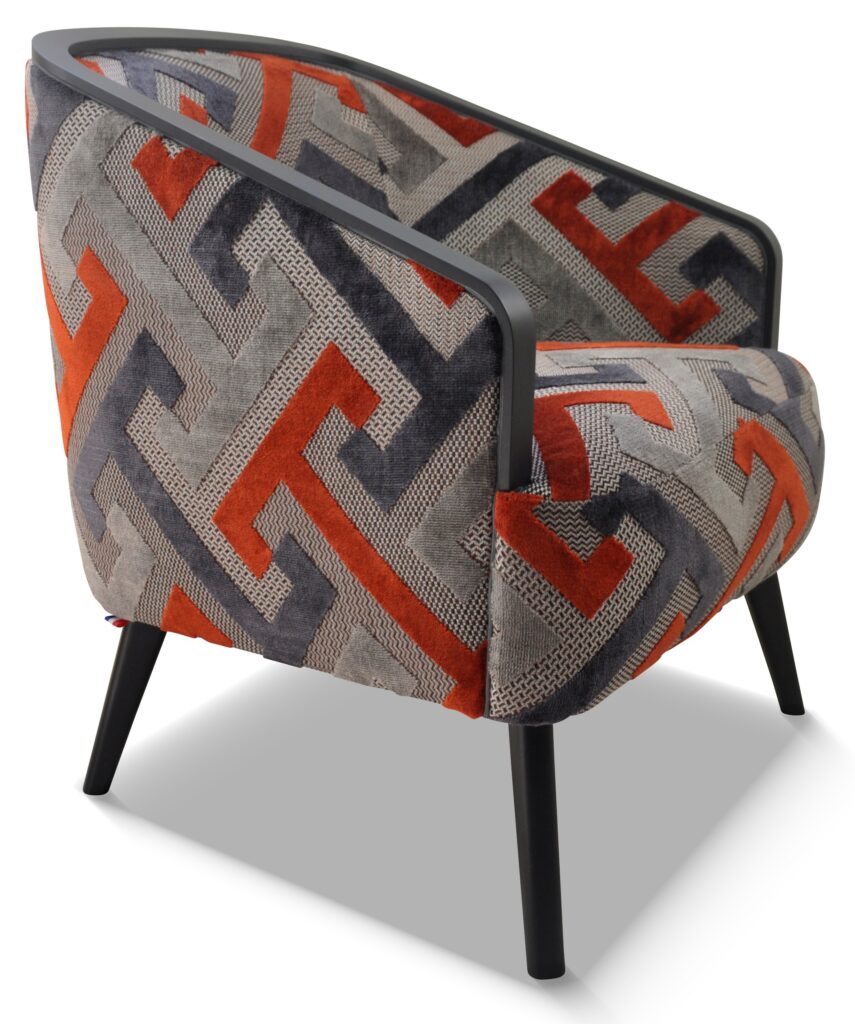 DOM laque anthracite tissu geometric orange