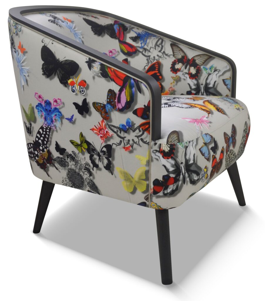 DOM laque anthracite tissu papilon blanc