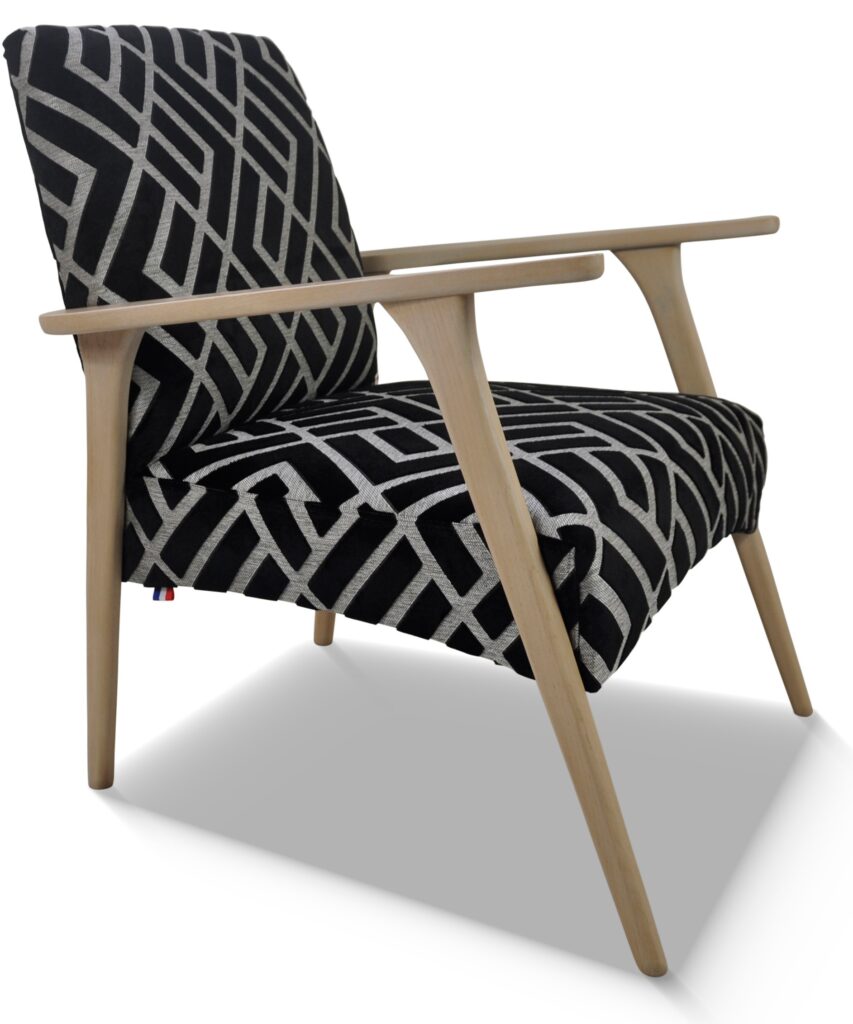 MARCEAU chêne teinte helsinski tissu losange noir