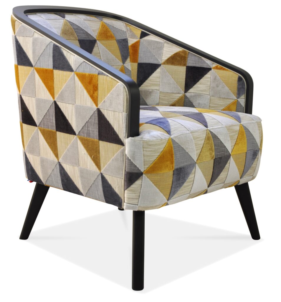 DOM laque anthracite tissu floride jaune