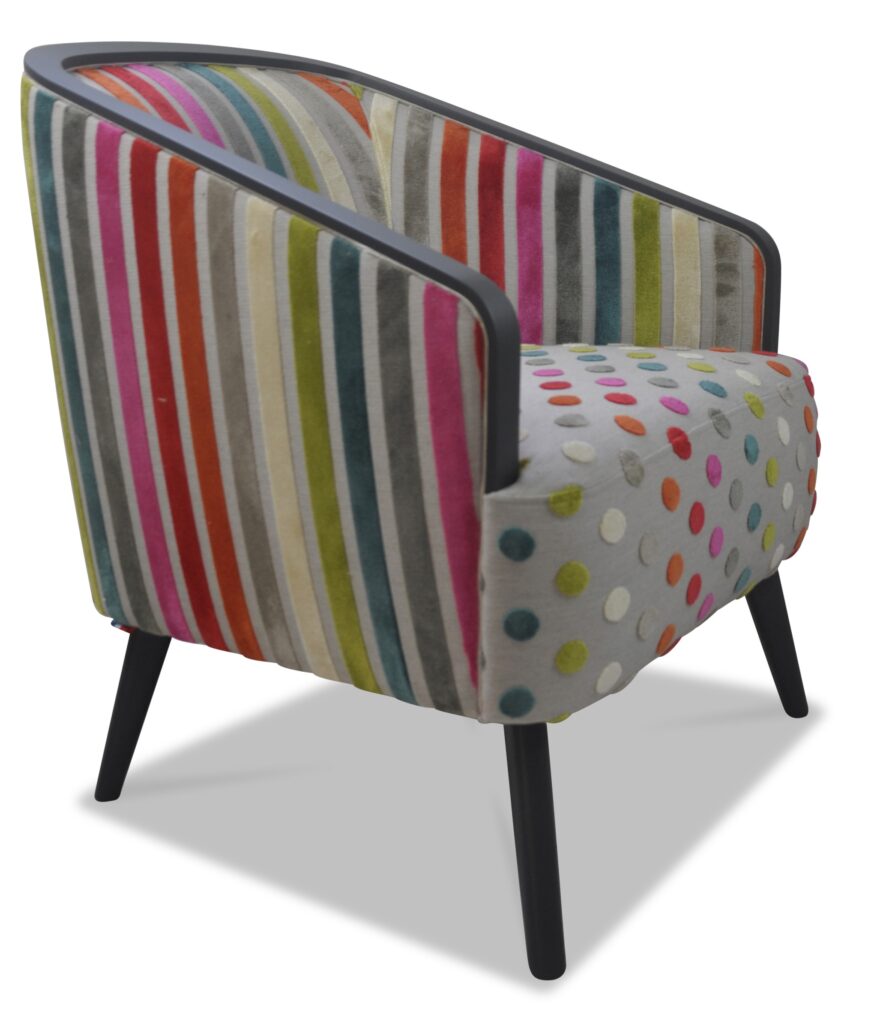 DOM laque anthracite tissus dossoer revue rayure assise revue pois