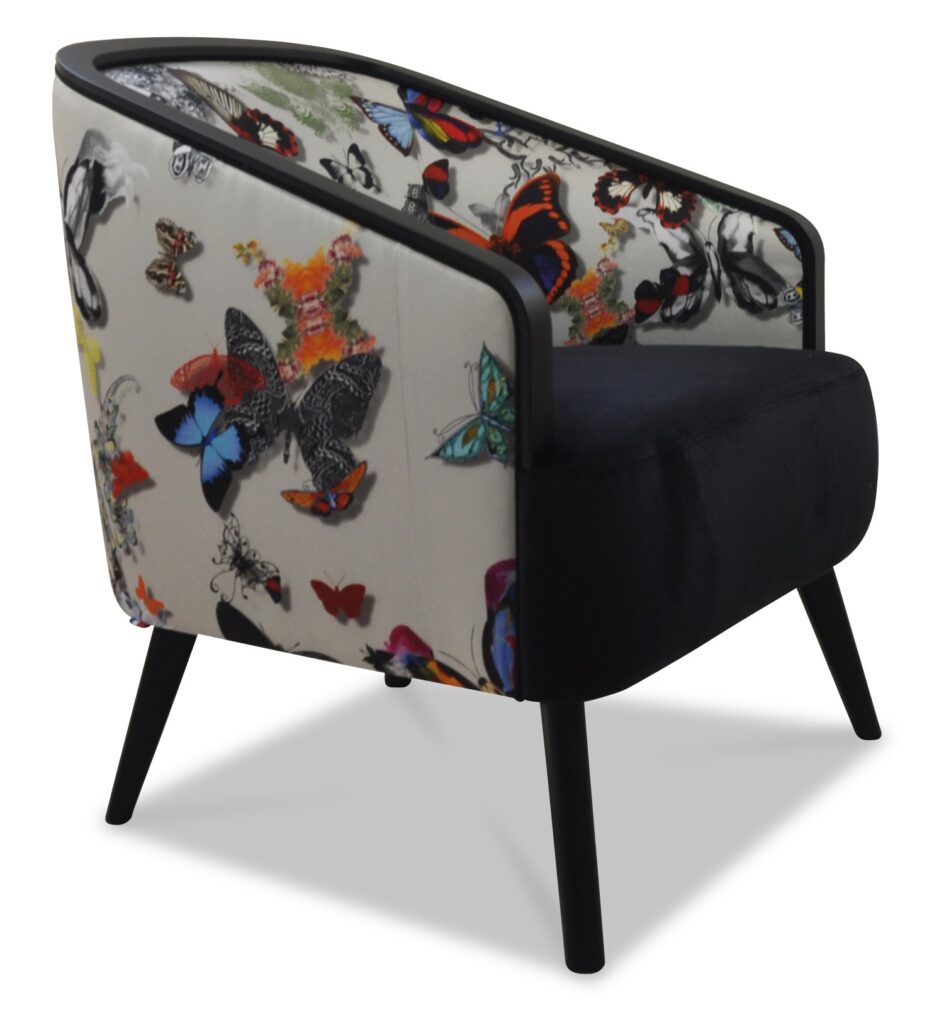 DOM laque noire tissus assise brunei 1 dos inte et exter papilon blanc