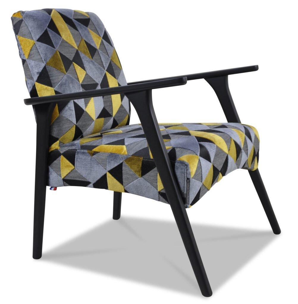 MARCEAU hêtre laque noire tissu idaho