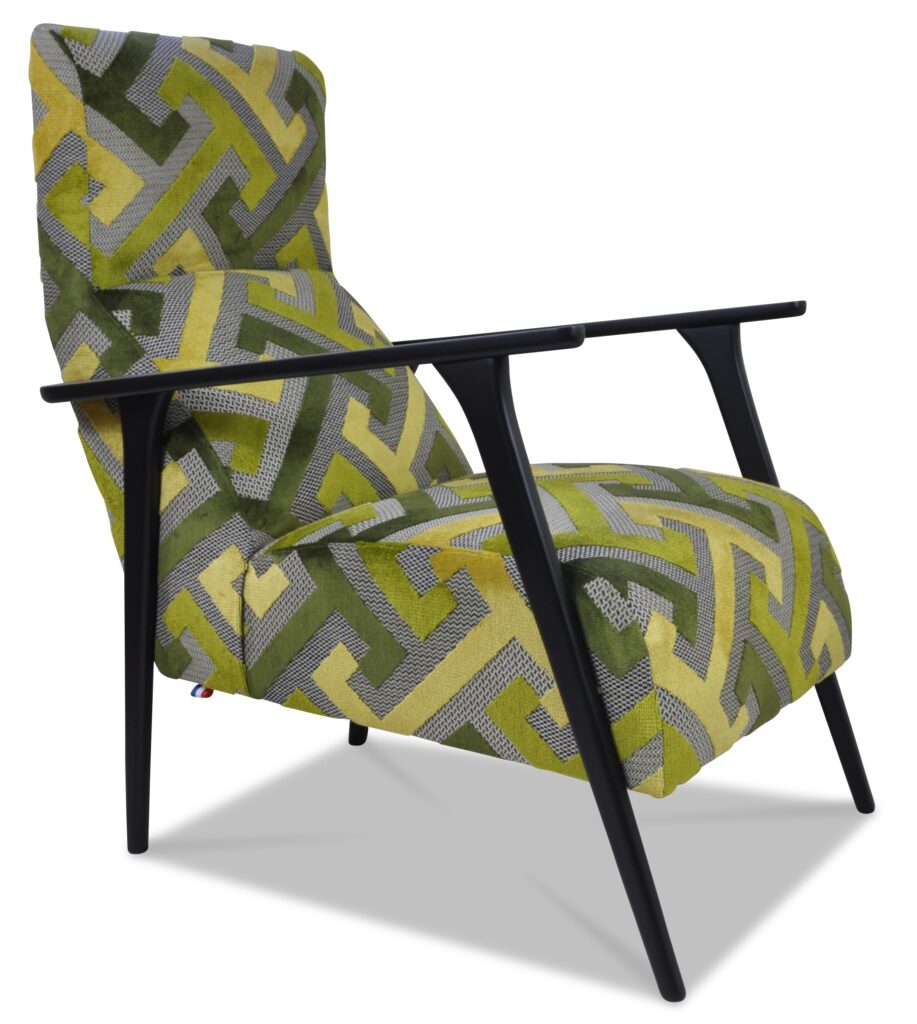 OLIVER laque noire tissu geometric vert