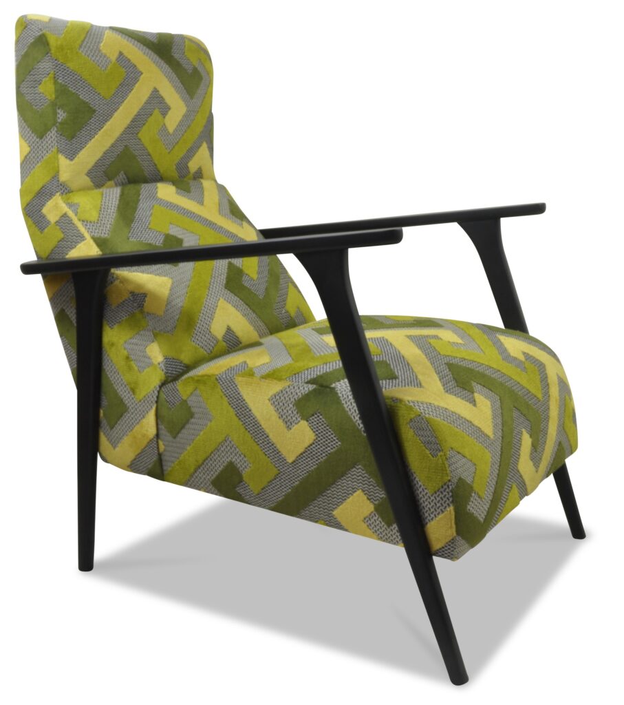 OLIVER laque noire tissu geometric vert