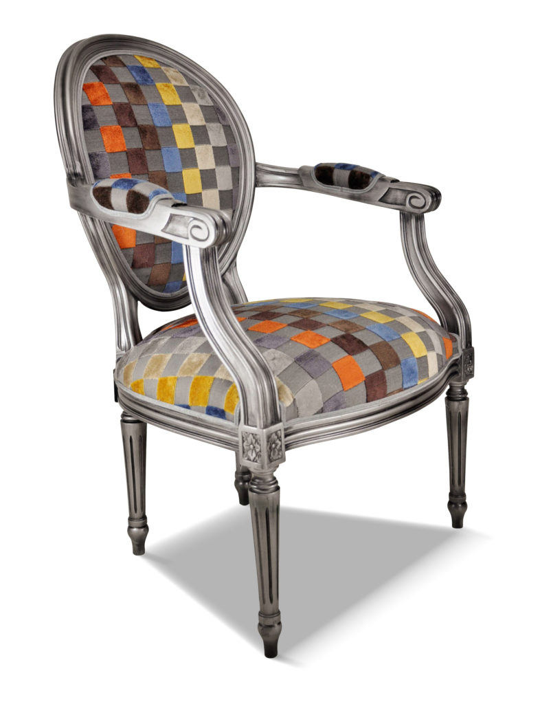 ADRIEN laque vieil argent tissu carré gris