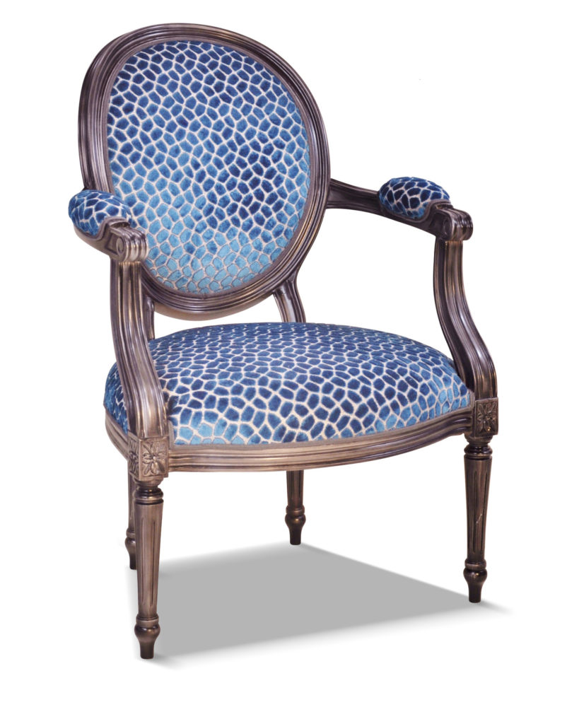 ADRIEN laque vieil argent tissu ento bleu