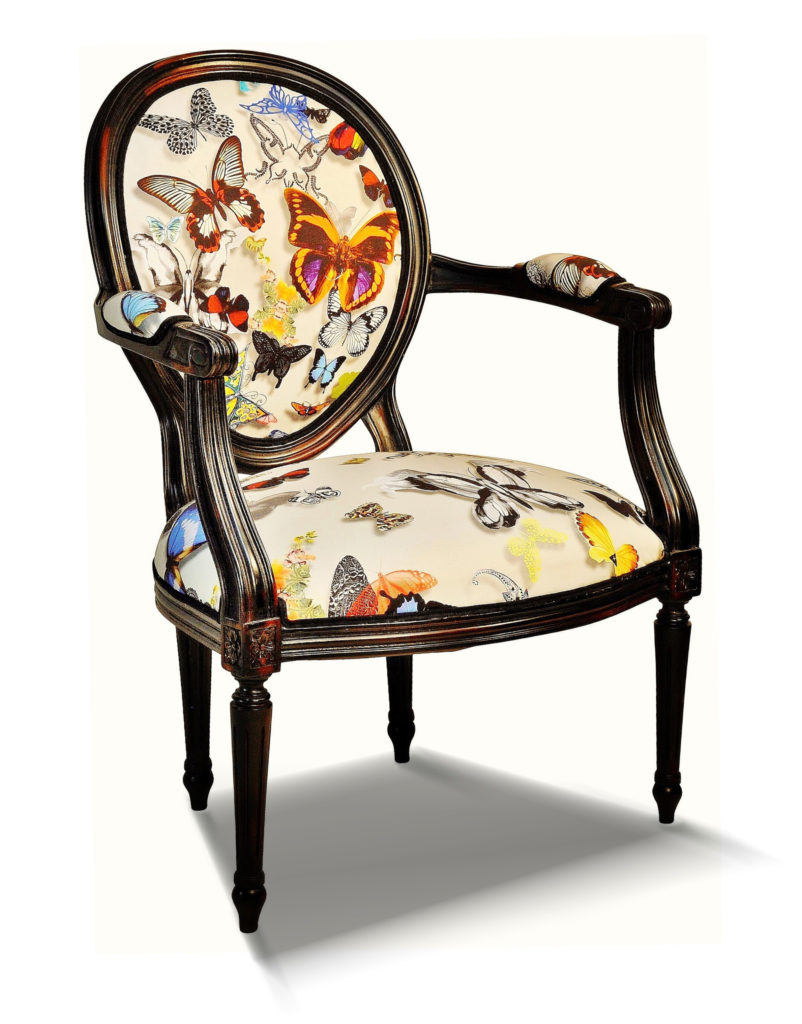 ADRIEN laque noir royal tissu papillon blanc de Christian Lacroix