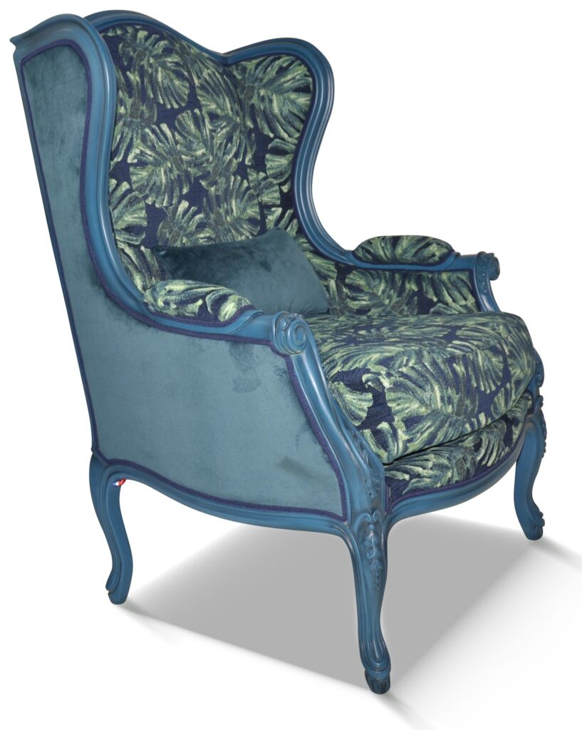 GAËLLE laque bleu 3 tissu intérieur fougère et extérieur en brunei 39