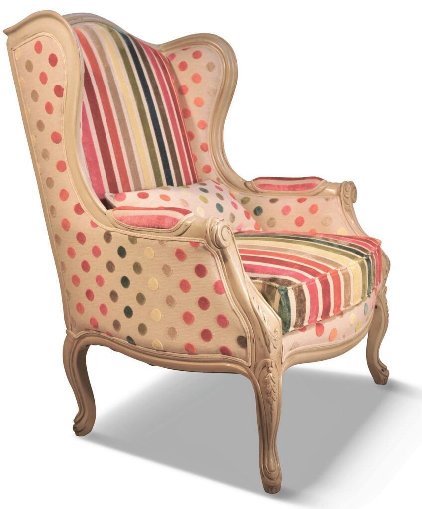 GAËLLE laque gris excellence tissu intérieur revue rayure et extérieur en revue pois