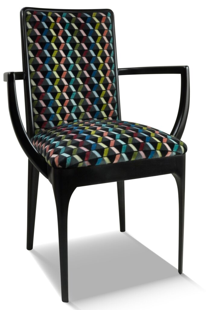 FAUTEUIL AUGUSTINE laque noire unie mate tissu splendide noir
