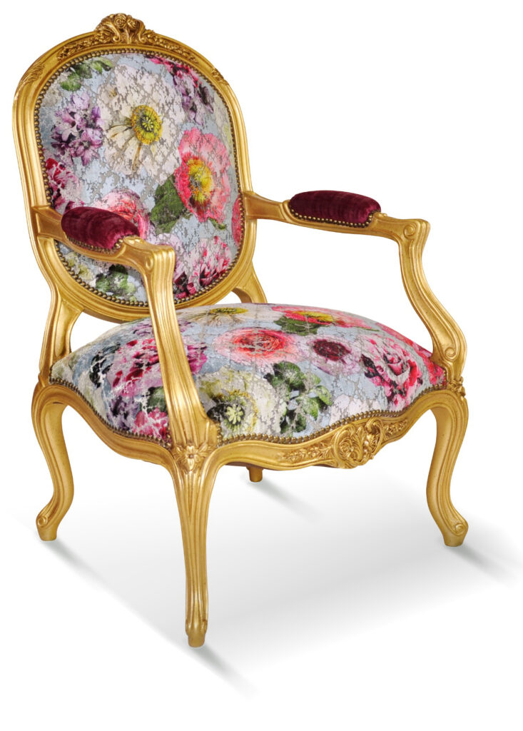 THÉO laque or et tissu fleurs